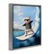 Stupell Industries Cool Surfer Mouse Blue Ocean Waves Framed Floater Canvas Wall Art